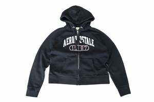 Y2K Aeropostale Zip Hoodie Black Spellout‎ 1987 Grunge L